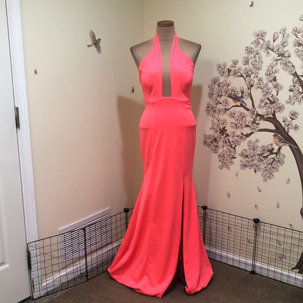 Mia Paluzzi Formal Maxi Dress Size 2 Neon Pink - Picture 2 of 11